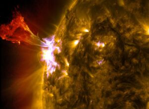 solar flare erupting from the Sun surface